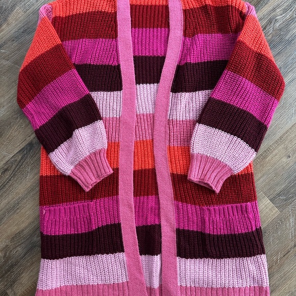 Vibrant Striped Women's Long Cardigan - Picture 3 of 6